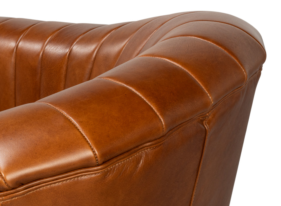 Essex Swivel Chair Havana Brown Leather