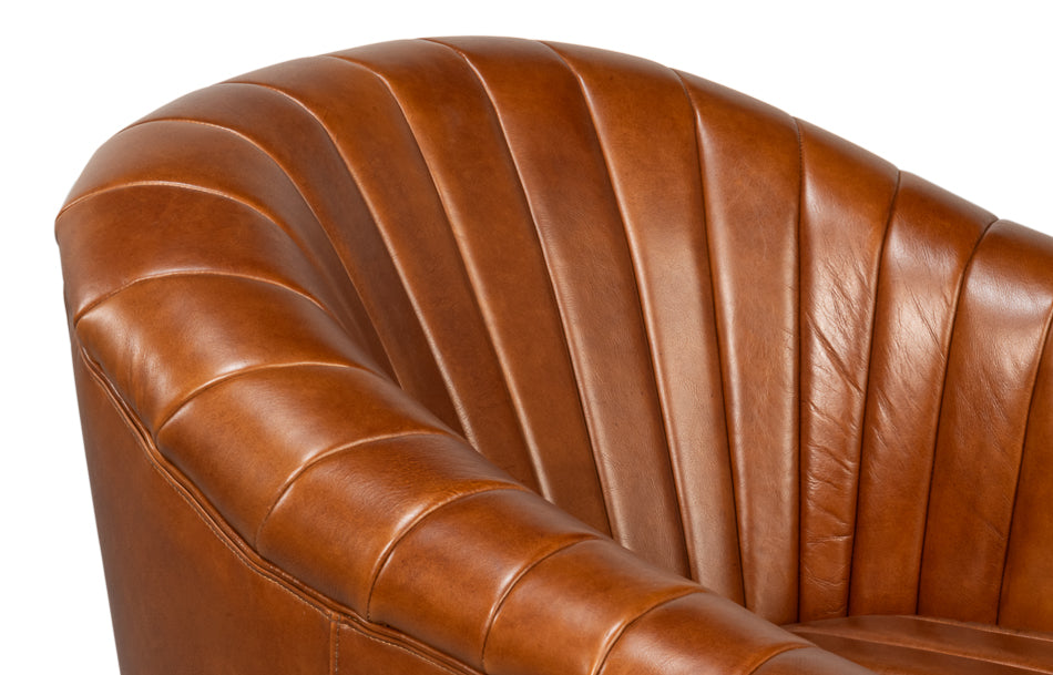 Essex Swivel Chair Havana Brown Leather