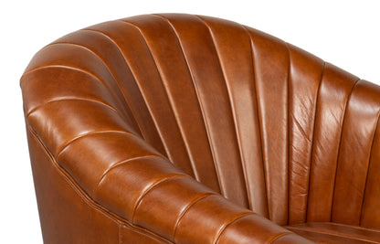 Essex Swivel Chair Havana Brown Leather