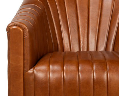Essex Swivel Chair Havana Brown Leather