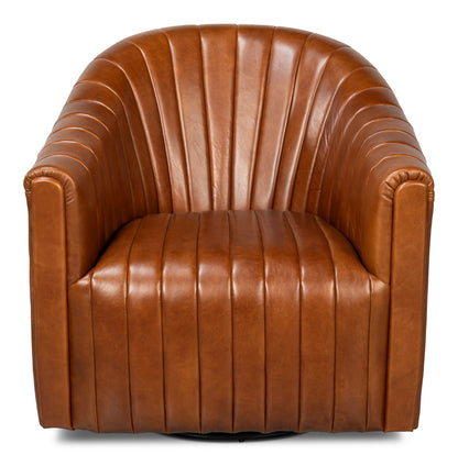 Essex Swivel Chair Havana Brown Leather