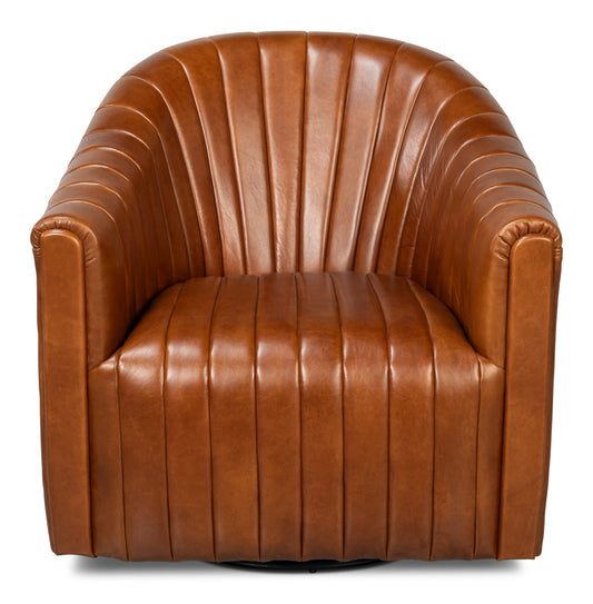 Essex Swivel Chair Havana Brown Leather