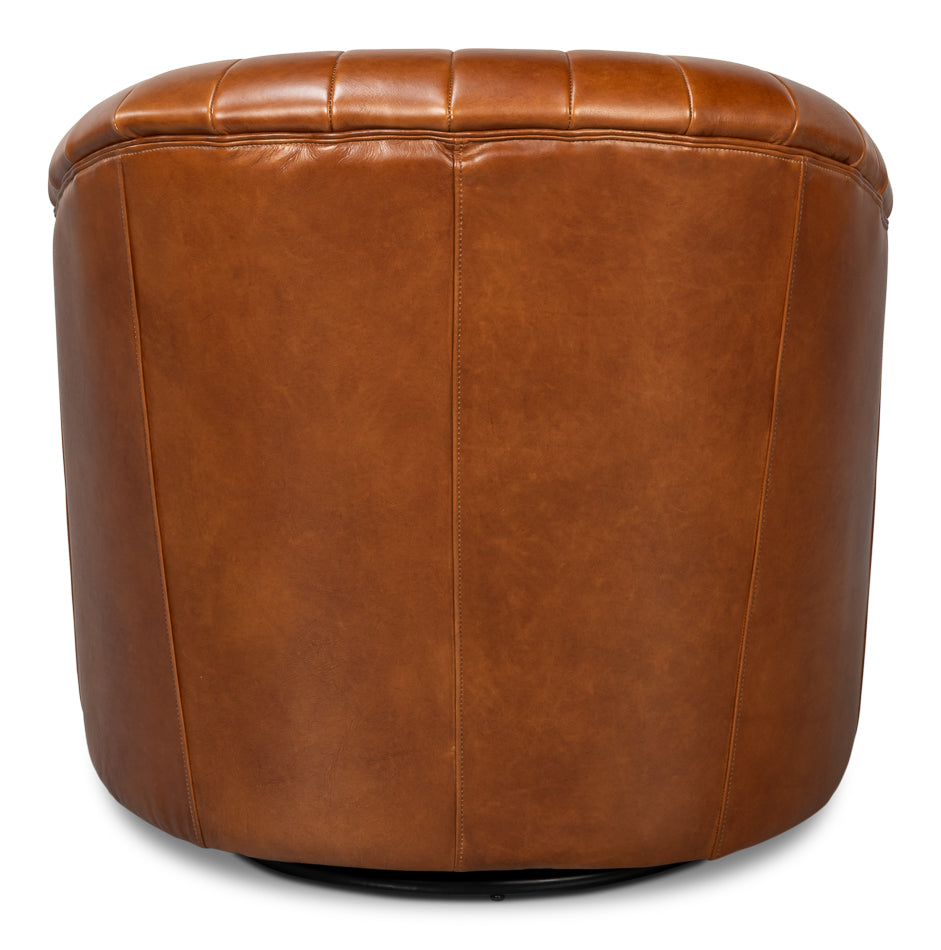 Essex Swivel Chair Havana Brown Leather