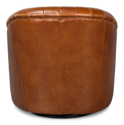Essex Swivel Chair Havana Brown Leather