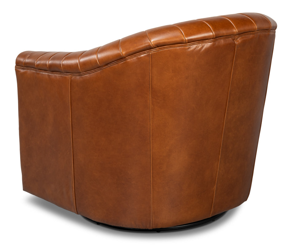 Essex Swivel Chair Havana Brown Leather