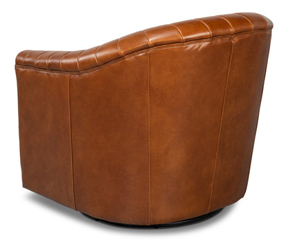 Essex Swivel Chair Havana Brown Leather