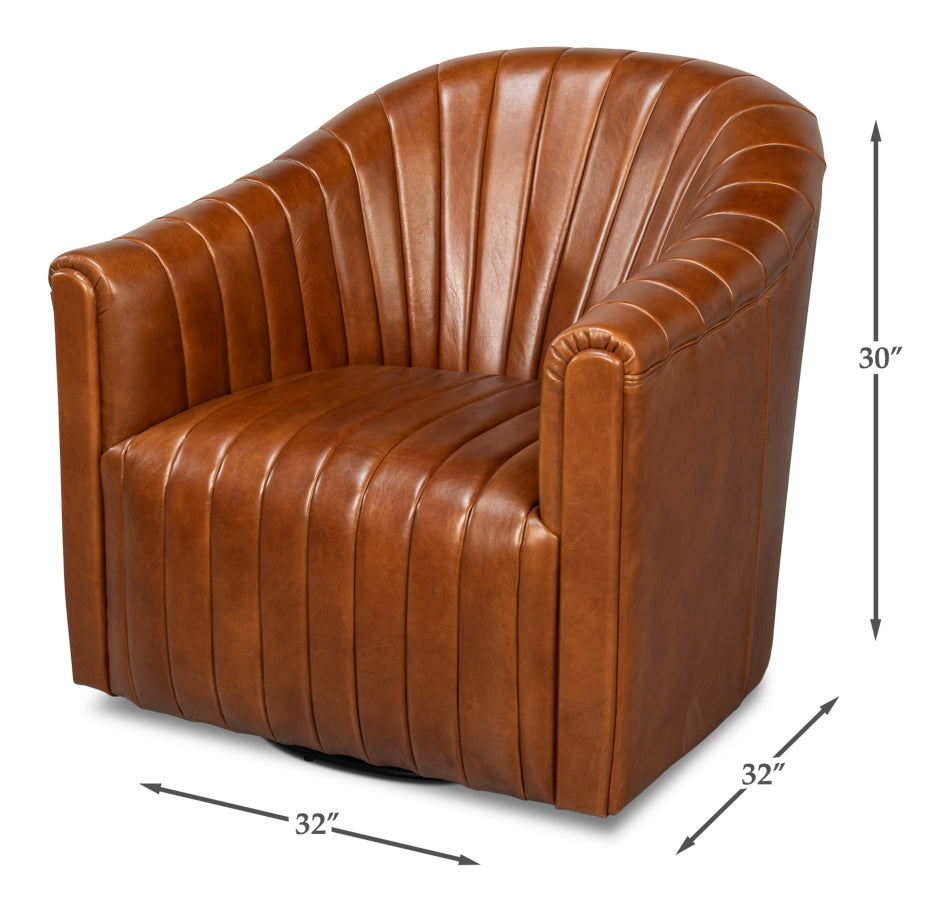 Essex Swivel Chair Havana Brown Leather