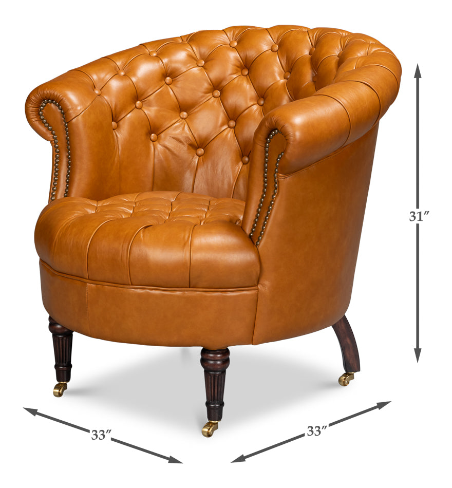 Bastian Armchair Tan Brown Leather