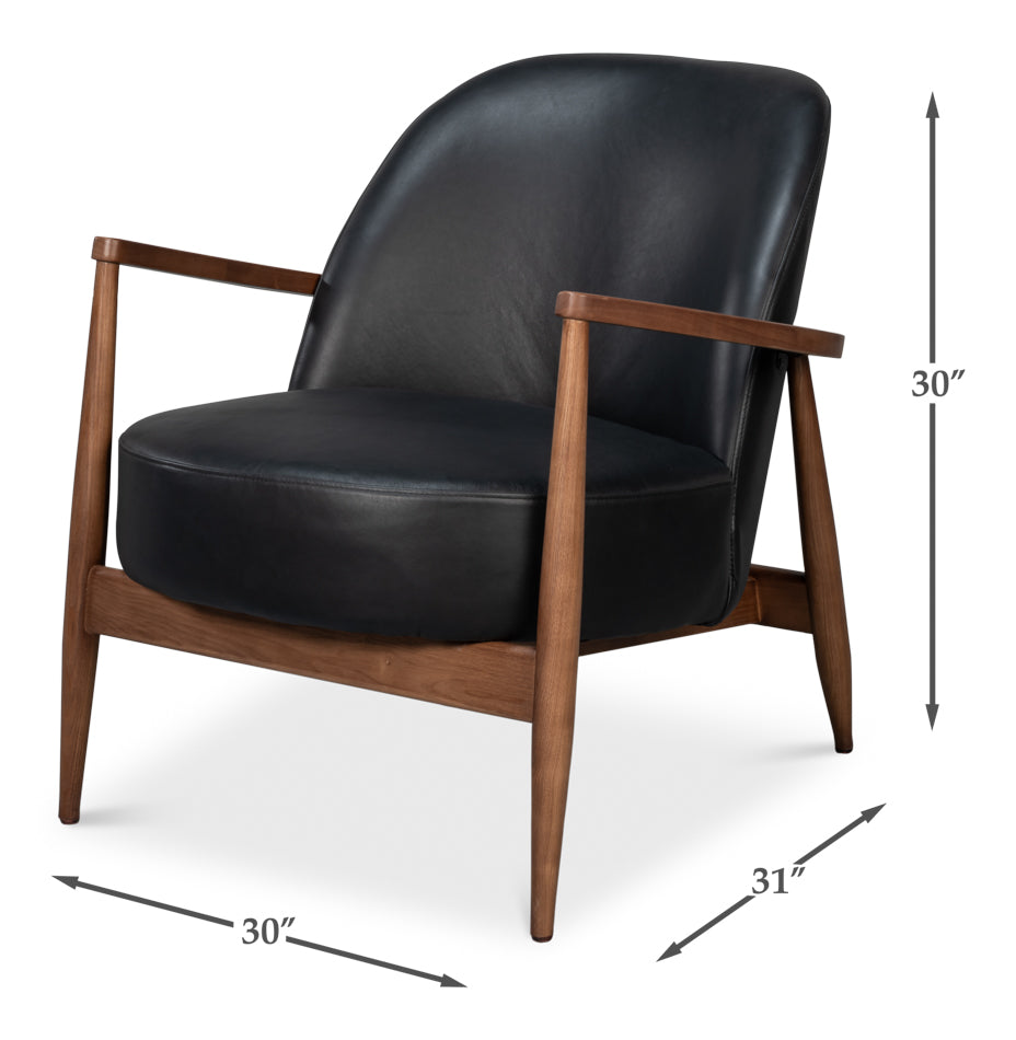 Pindar Armchair Onyx Black Leather