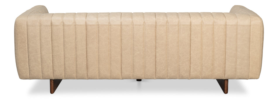 Denys Leather Sofa Cappuccino White
