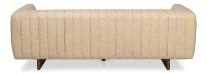 Denys Leather Sofa Cappuccino White
