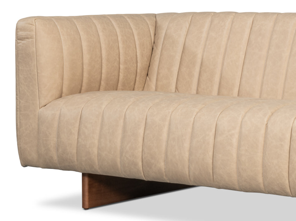 Denys Leather Sofa Cappuccino White