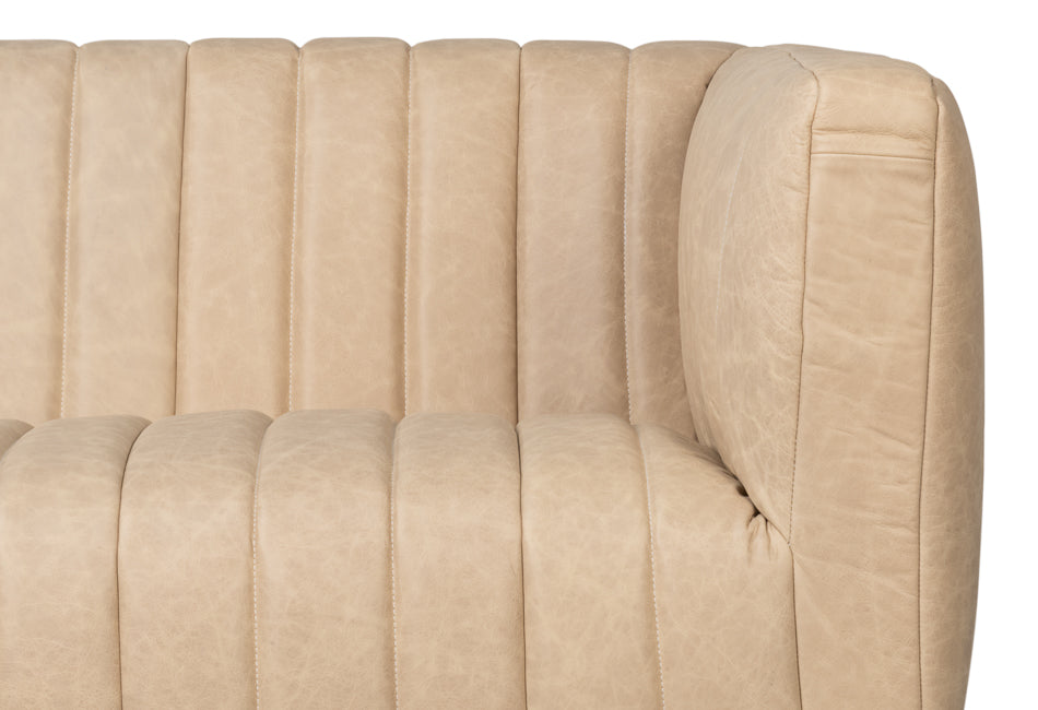 Denys Leather Sofa Cappuccino White