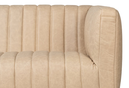 Denys Leather Sofa Cappuccino White
