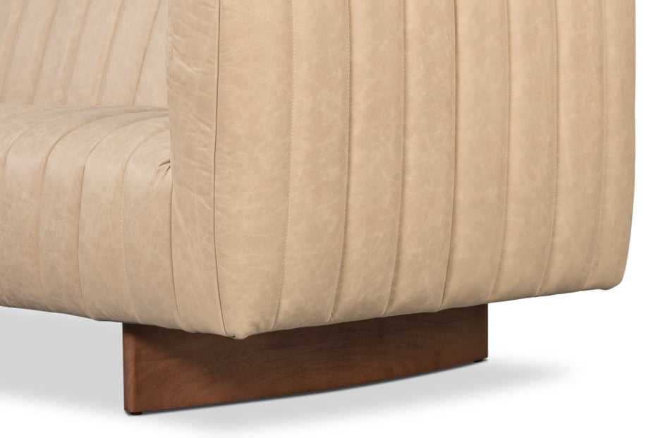 Denys Leather Sofa Cappuccino White