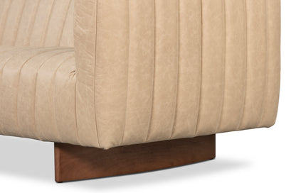 Denys Leather Sofa Cappuccino White