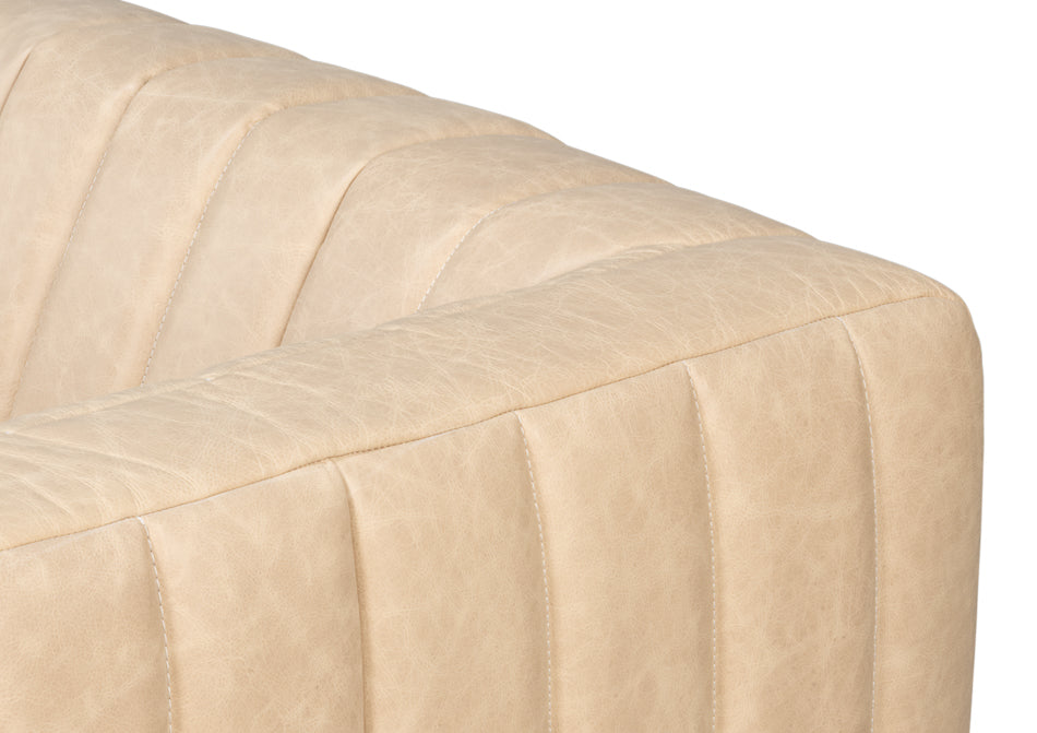Denys Leather Sofa Cappuccino White