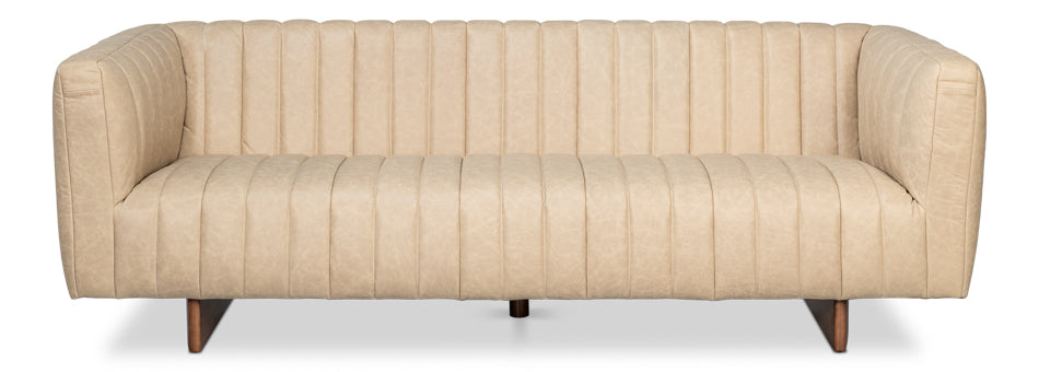 Denys Leather Sofa Cappuccino White