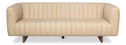 Denys Leather Sofa Cappuccino White