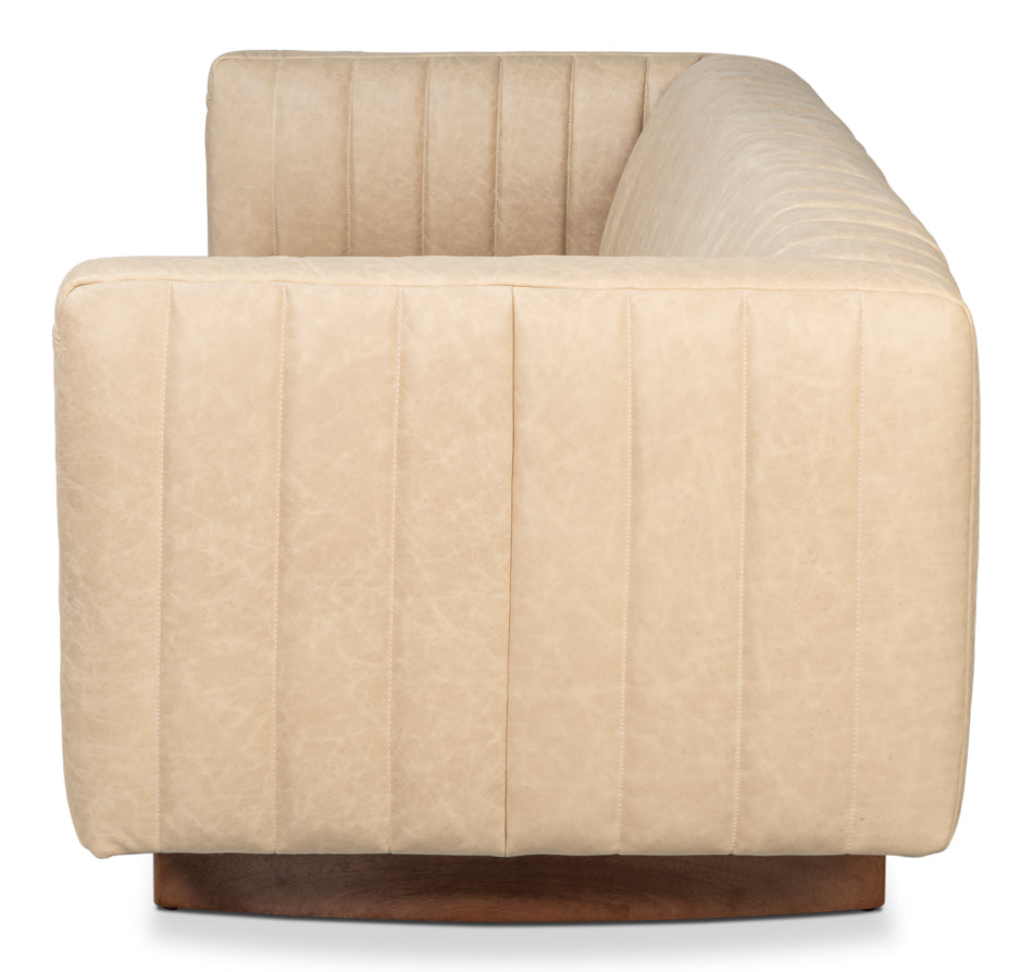 Denys Leather Sofa Cappuccino White