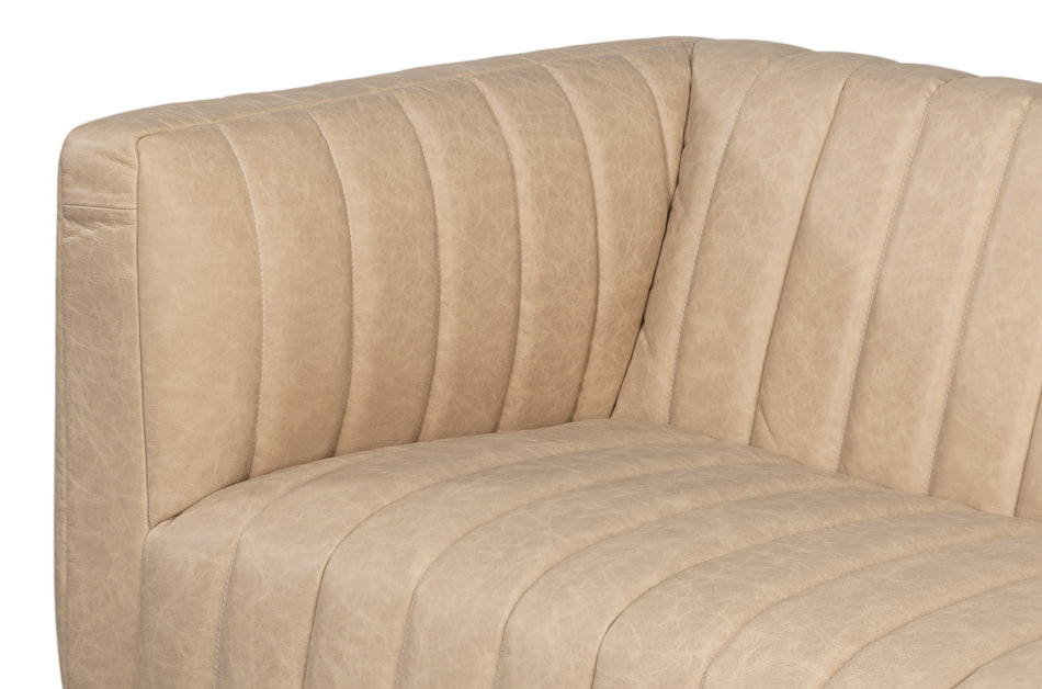 Denys Leather Sofa Cappuccino White