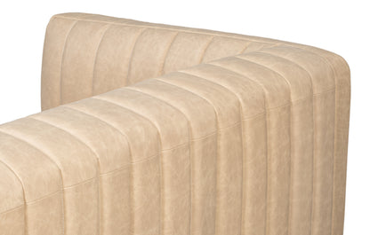 Denys Leather Sofa Cappuccino White