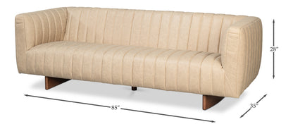 Denys Leather Sofa Cappuccino White