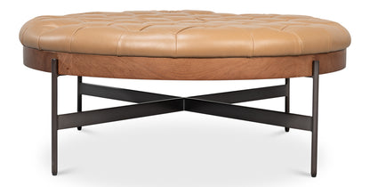 Corbet Cocktail Ottoman Caramel Brown