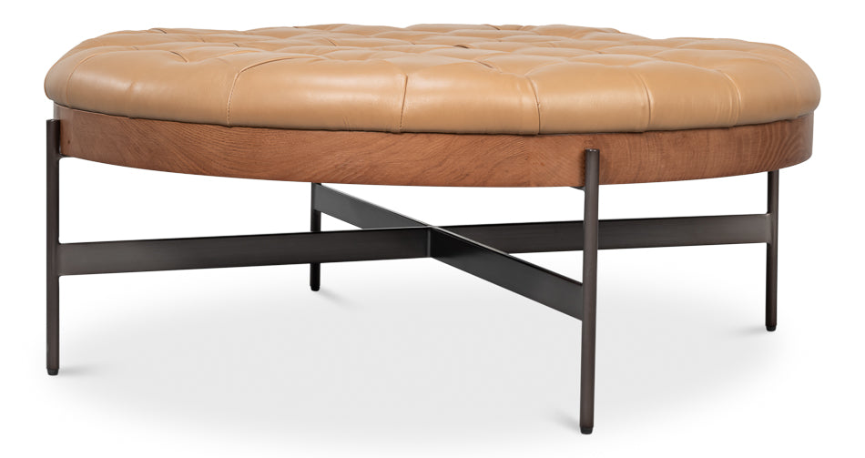 Corbet Cocktail Ottoman Caramel Brown