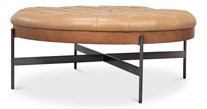 Corbet Cocktail Ottoman Caramel Brown