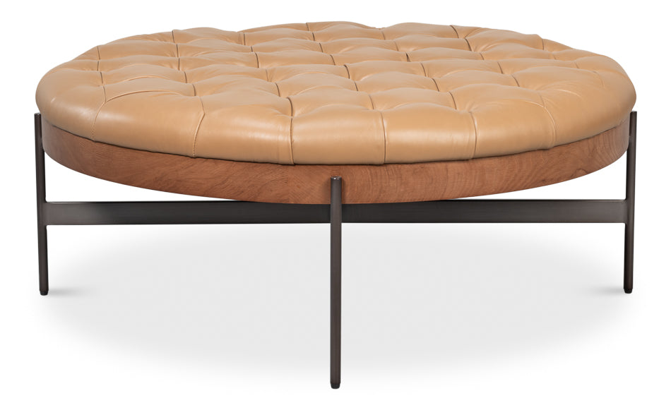 Corbet Cocktail Ottoman Caramel Brown