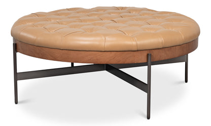 Corbet Cocktail Ottoman Caramel Brown