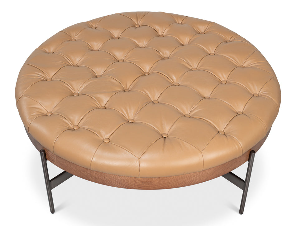Corbet Cocktail Ottoman Caramel Brown