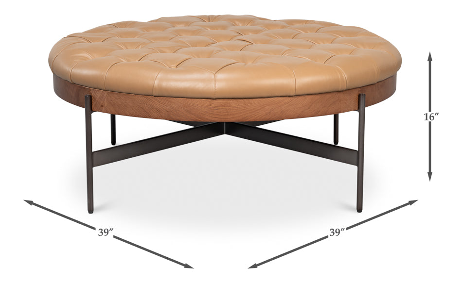 Corbet Cocktail Ottoman Caramel Brown