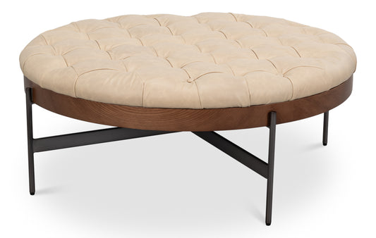 Corbet Cocktail Ottoman Cappucino White