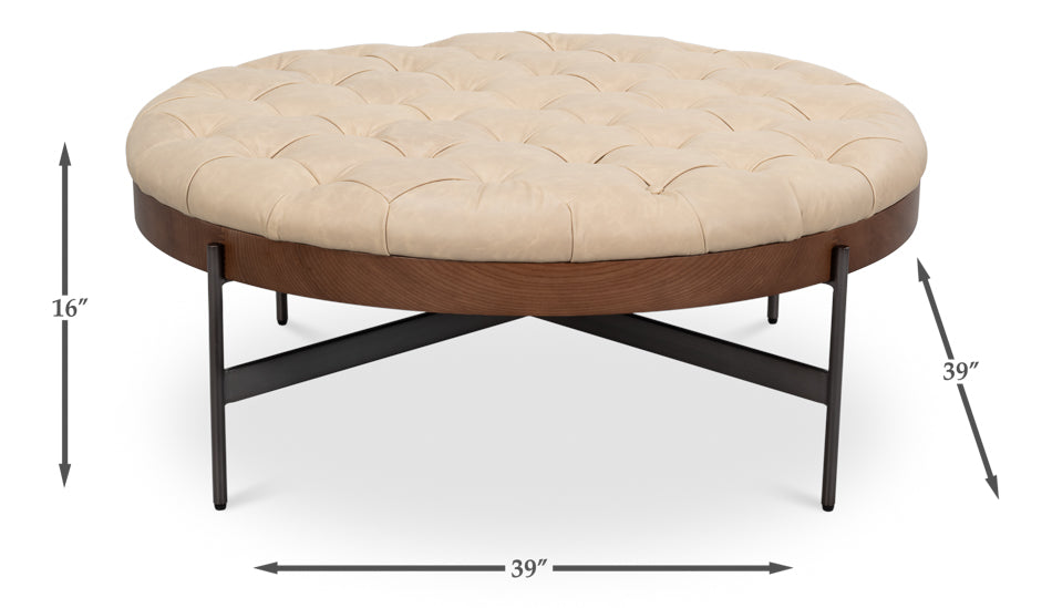 Corbet Cocktail Ottoman Cappucino White