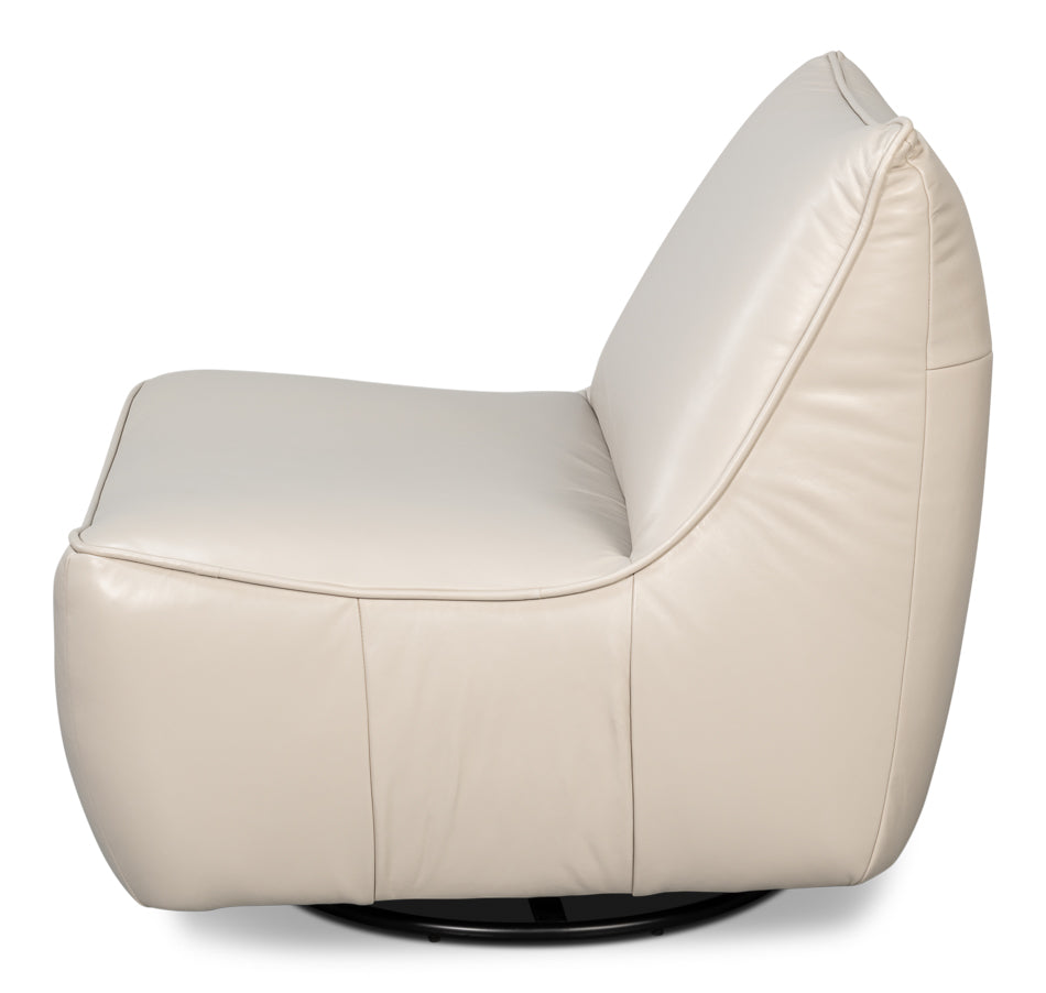 Kennett Swivel Chaircrystal White Leath