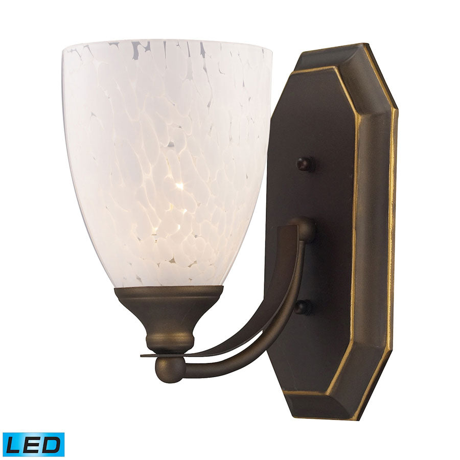 1 Light Vanity in Aged Bronze and Snow White Glass - LED Offering Up To 800 Lumens (60 Watt Equivale