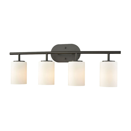 Pemlico 4 Light Vanity in Oil Rubbed Bronze with White Glass
