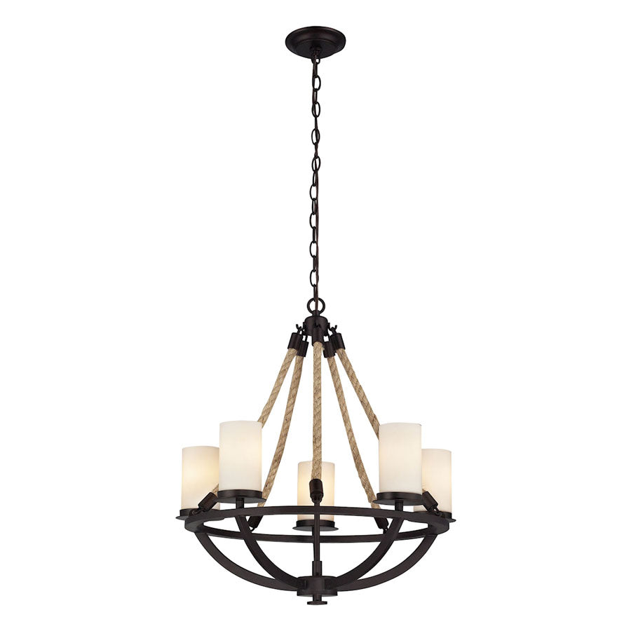 5 light chandelier in Aged Bronze