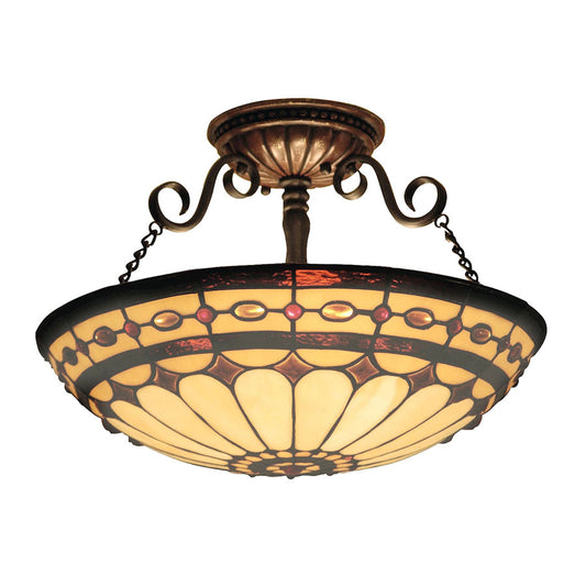 Diamond Ring 3-Light Semi-Flush in Burnished Copper