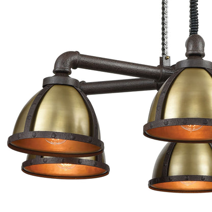 Torque 6 Chandelier Vintage Rust/Vintage Brass