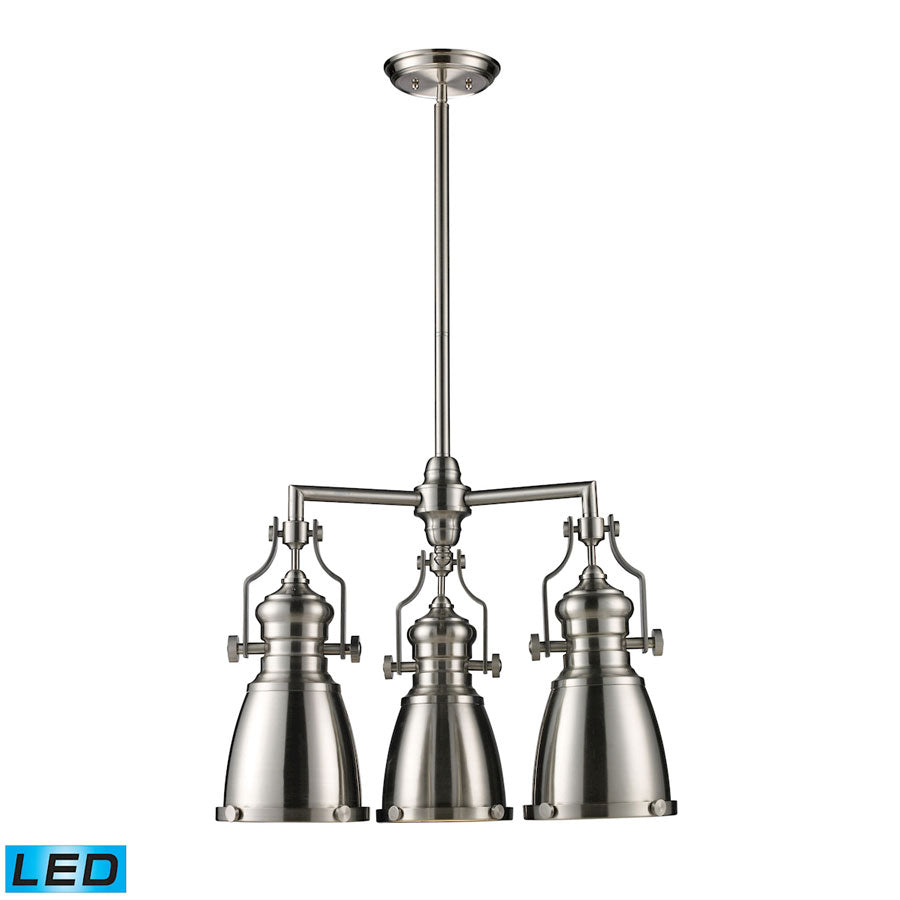 Chadwick 3-Light Chandelier in Satin Nickel - LED, 800 Lumens (2400 Lumens Total) with Full Scale Di