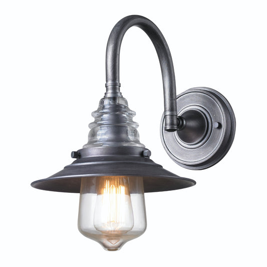 1 light 14" H sconce in Weathered Zinc