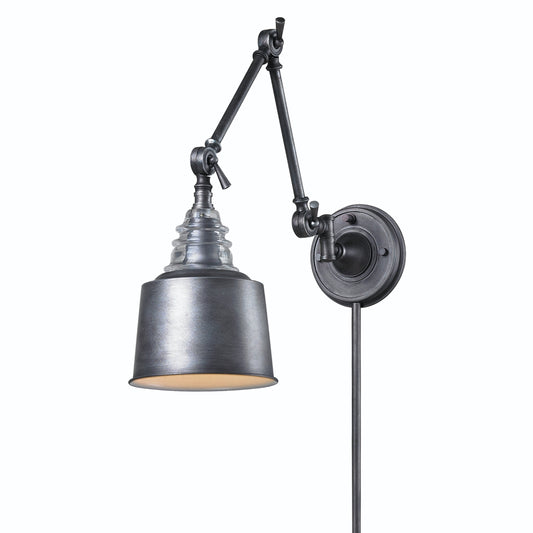 1 light 18" swingarm sconce in Weathered Zinc