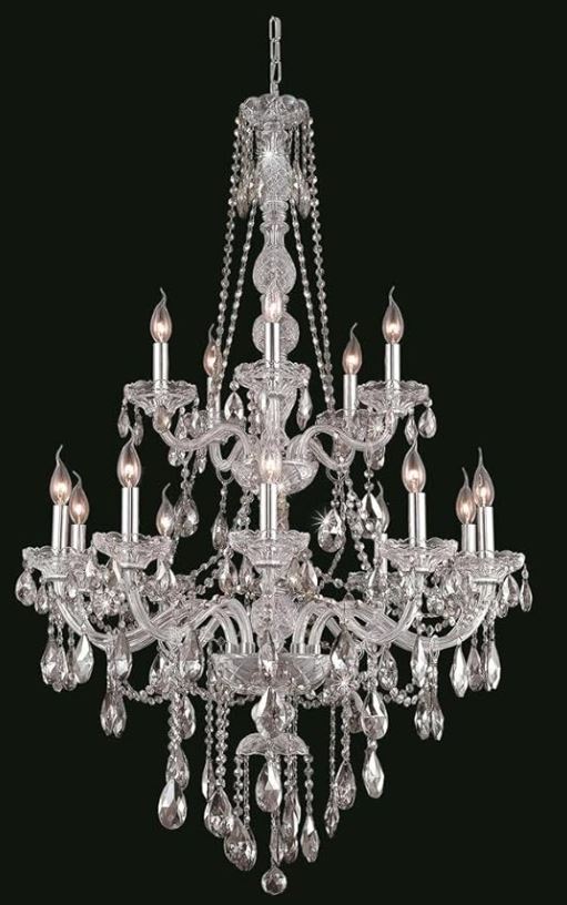 52-Inch High 15-Light Chandelier Royal Cut Crystal