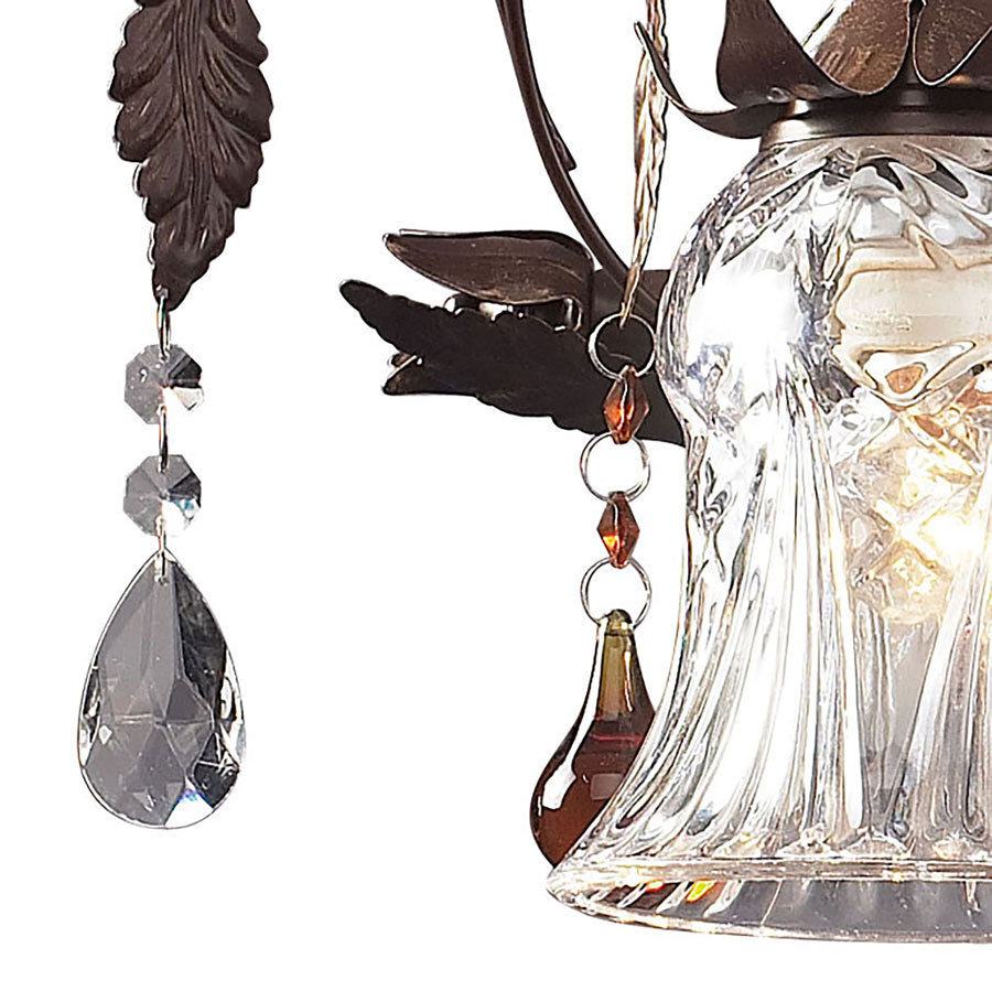 Cristallo Fiore Collection 3-Light Vanity Bar in Deep Rust with Drops of Amber A