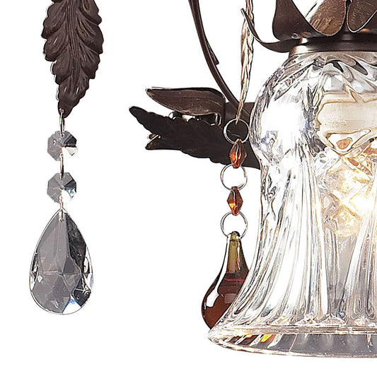 Cristallo Fiore Collection 3-Light Vanity Bar in Deep Rust with Drops of Amber A