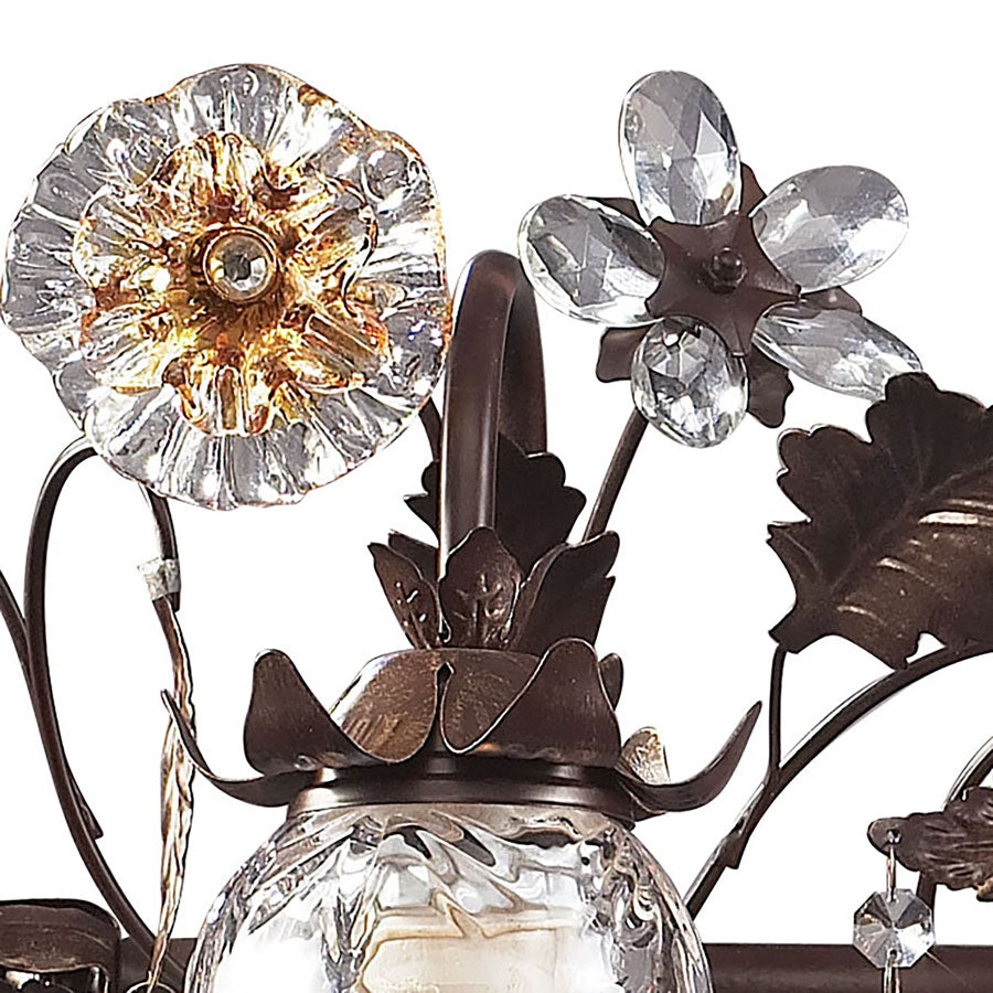 Cristallo Fiore Collection 3-Light Vanity Bar in Deep Rust with Drops of Amber A
