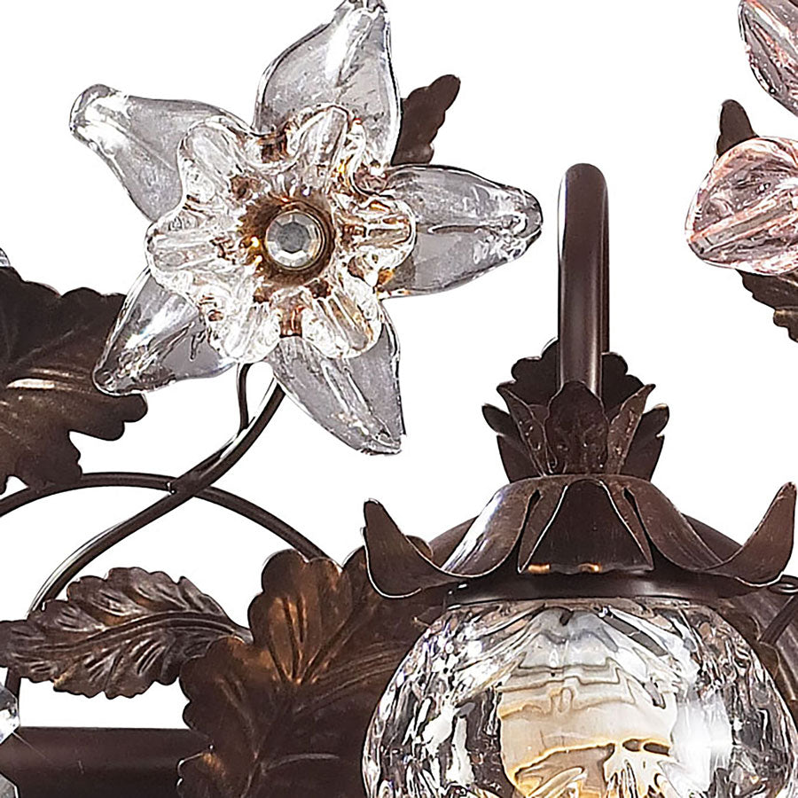 Cristallo Fiore Collection 3-Light Vanity Bar in Deep Rust with Drops of Amber A